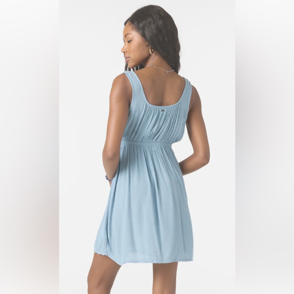 O'Neill Teal and Blue Patterned Dress with elastic waist and snap tank top style - Picture 5 of 5